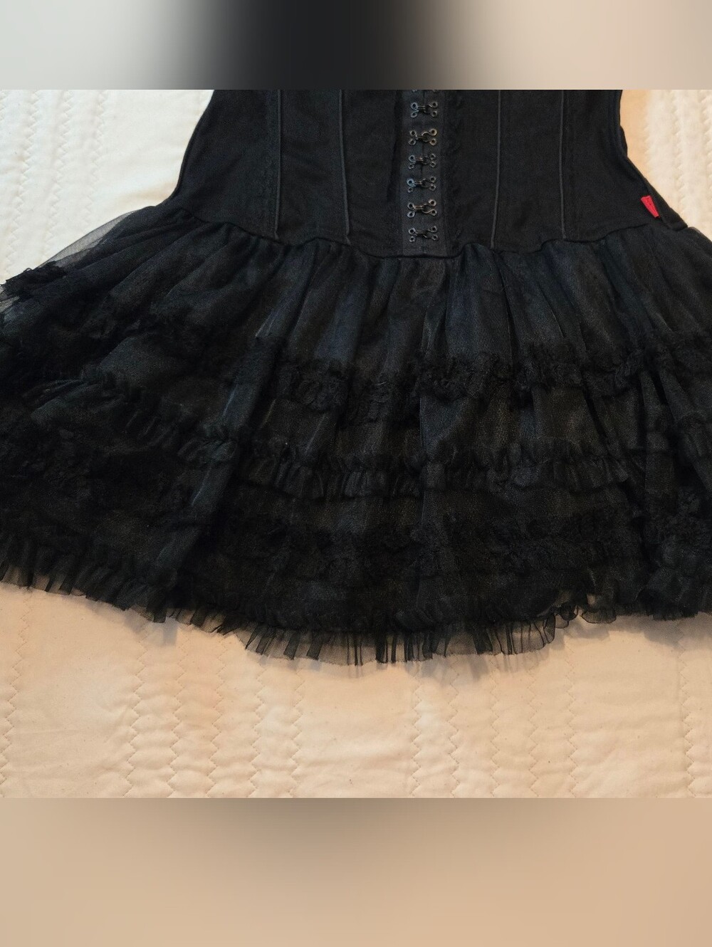 Tripp nyc Black Corset Mini Dress with Ruffled Tulle Skirt - Picture 4 of 10